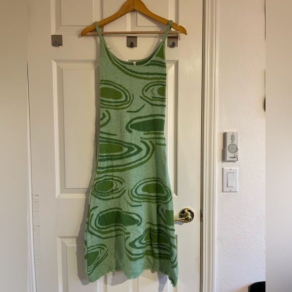 WPYYI Print Dress, Women's Green Summer Hollow Sleeveless Beach Midi Dress - Picture 3 of 8